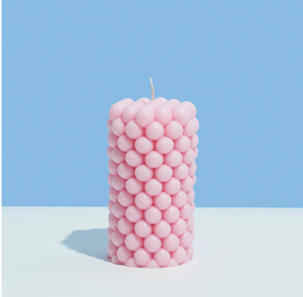 Pink bubble pillar candle