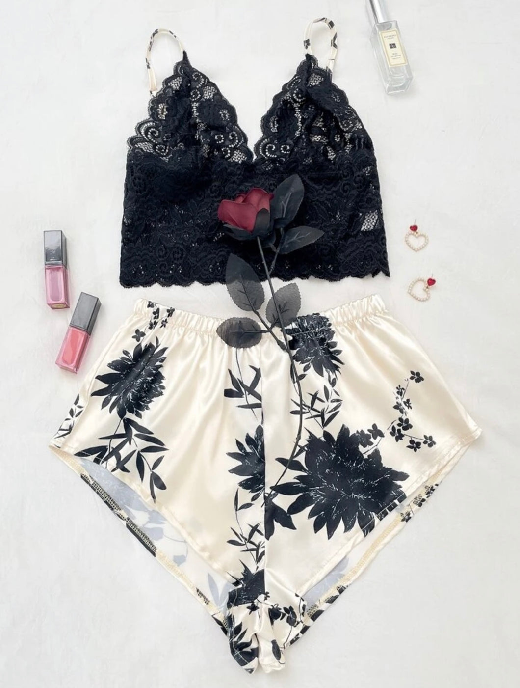 Lace & Satin floral pjs