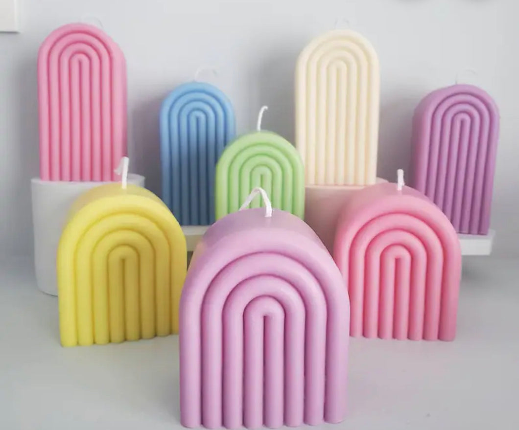 Pink Vanilla Rainbow arch candle